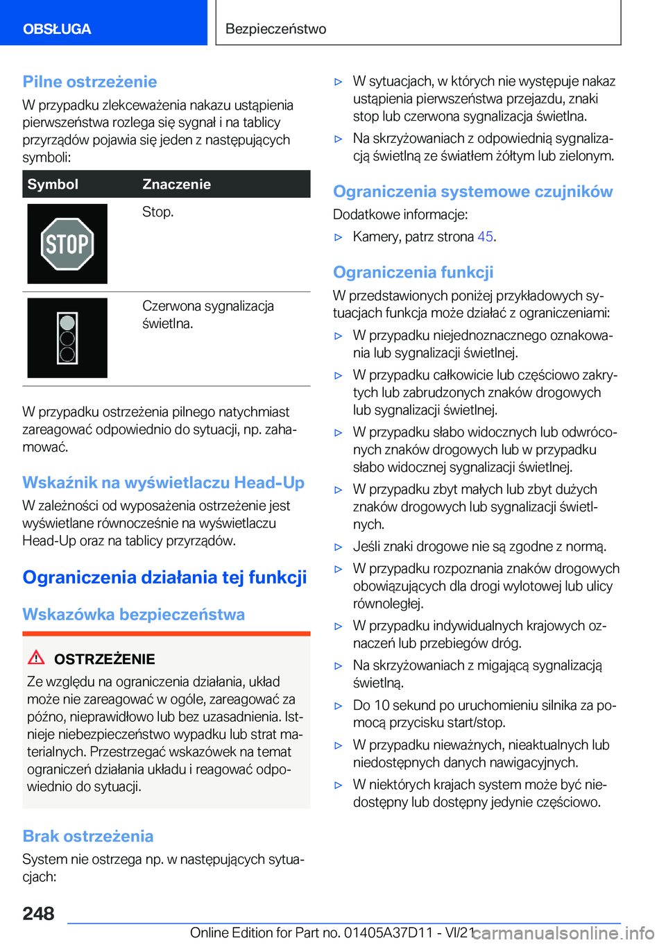 BMW X5 2022  Instrukcja obsługi (in Polish) �P�i�l�n�e��o�s�t�r�z�e9�e�n�i�e
�W��p�r�z�y�p�a�d�k�u��z�l�e�k�c�e�w�a9�e�n�i�a��n�a�k�a�z�u��u�s�t�