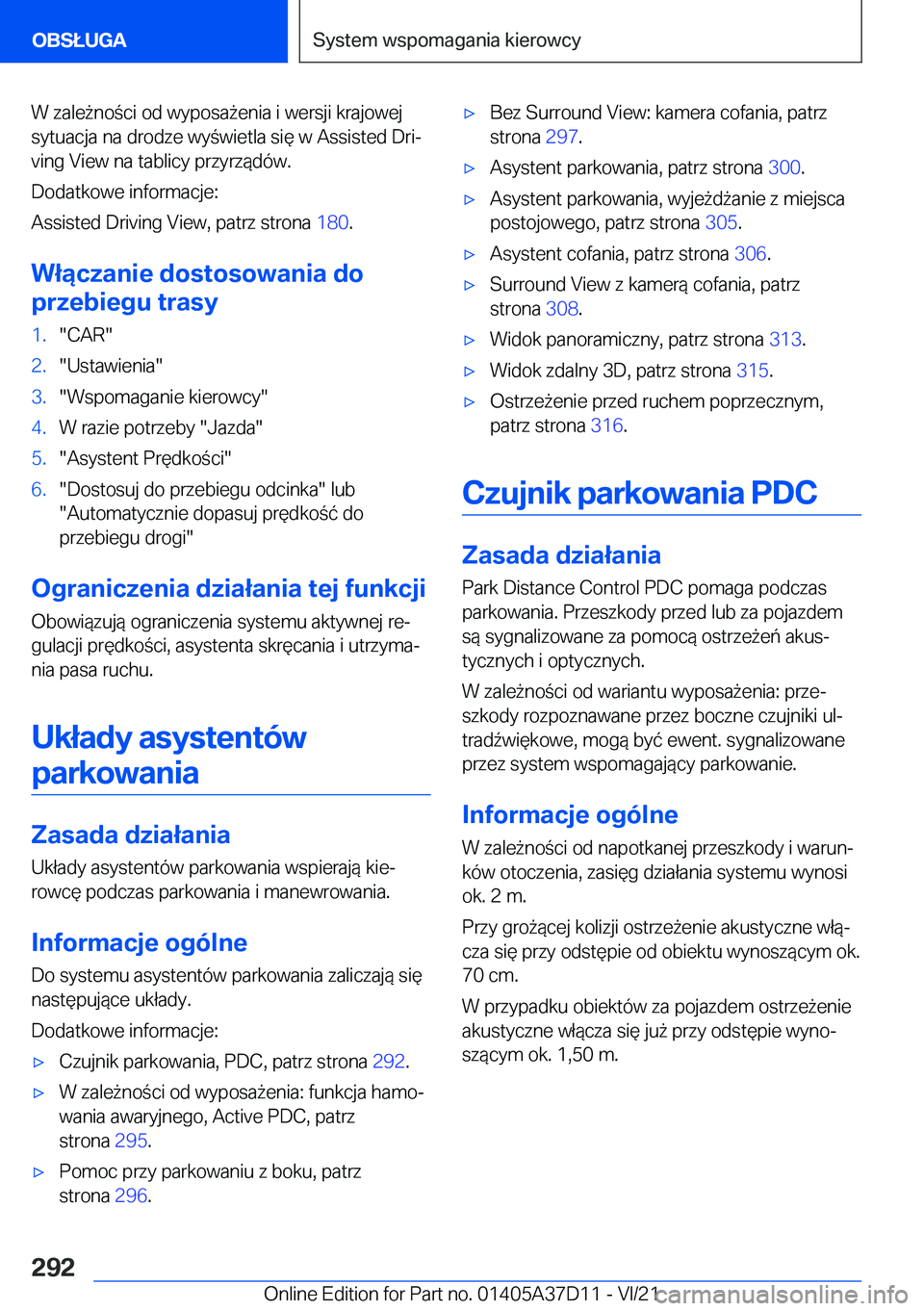 BMW X5 2022  Instrukcja obsługi (in Polish) �W��z�a�l�e9�n�o�c�i��o�d��w�y�p�o�s�a9�e�n�i�a��i��w�e�r�s�j�i��k�r�a�j�o�w�e�j
�s�y�t�u�a�c�j�a��n�a��d�r�o�d�z�e��w�y�w�i�e�t�l�a��s�i�