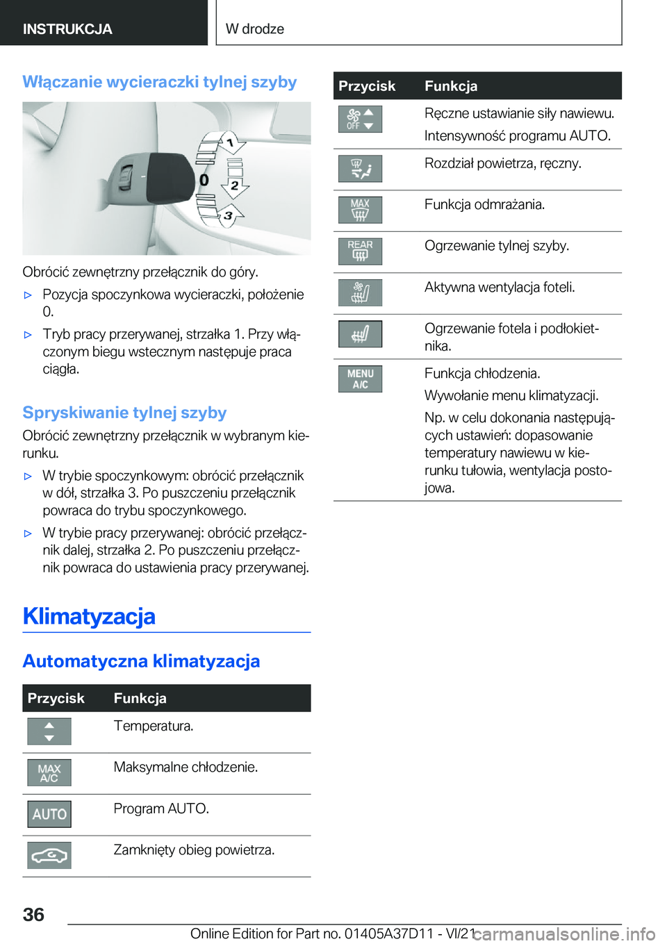 BMW X5 2022  Instrukcja obsługi (in Polish) �W�ł�ą�c�z�a�n�i�e��w�y�c�i�e�r�a�c�z�k�i��t�y�l�n�e�j��s�z�y�b�y
�O�b�r�
