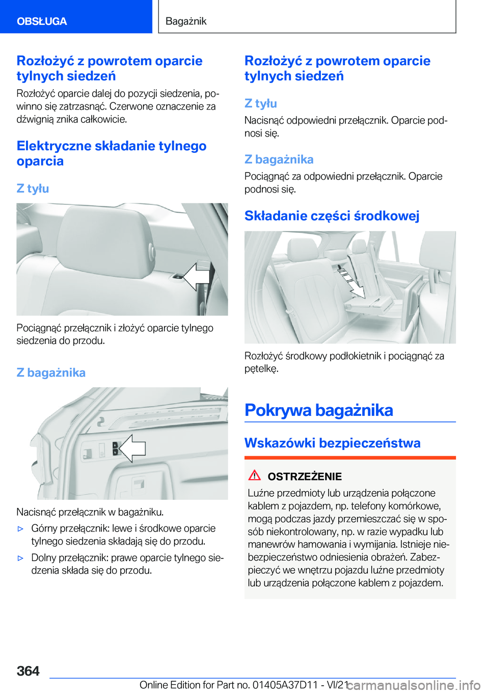 BMW X5 2022  Instrukcja obsługi (in Polish) �R�o�z�ł�o9�y�ć��z��p�o�w�r�o�t�e�m��o�p�a�r�c�i�e
�t�y�l�n�y�c�h��s�i�e�d�z�e�