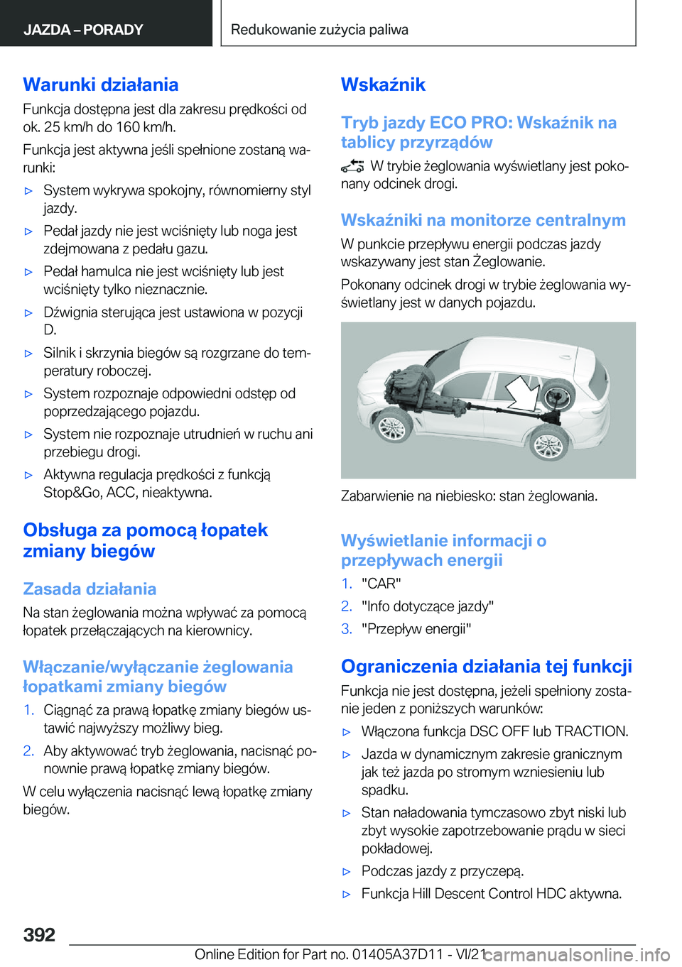 BMW X5 2022  Instrukcja obsługi (in Polish) �W�a�r�u�n�k�i��d�z�i�a�ł�a�n�i�a
�F�u�n�k�c�j�a��d�o�s�t�