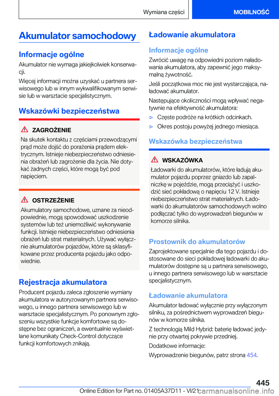 BMW X5 2022  Instrukcja obsługi (in Polish) �A�k�u�m�u�l�a�t�o�r��s�a�m�o�c�h�o�d�o�w�y
�I�n�f�o�r�m�a�c�j�e��o�g�