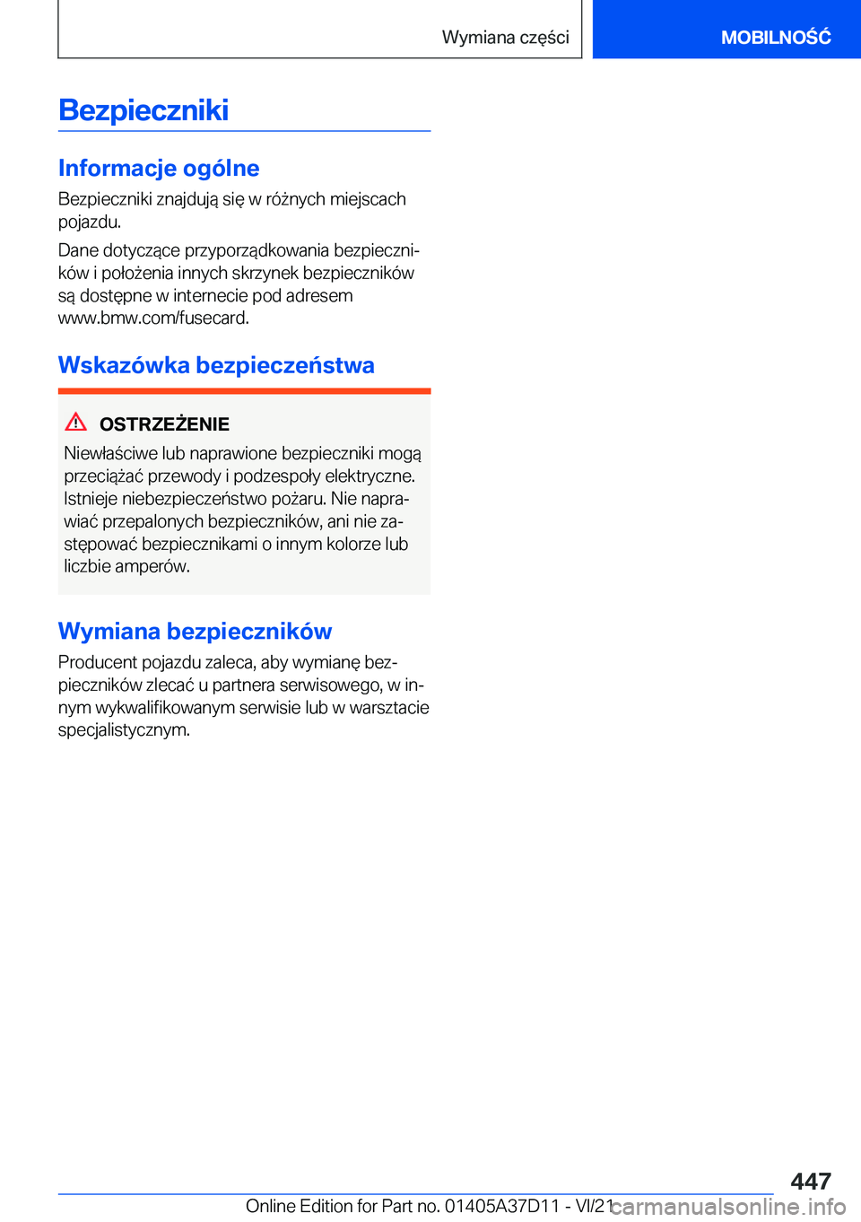 BMW X5 2022  Instrukcja obsługi (in Polish) �B�e�z�p�i�e�c�z�n�i�k�i
�I�n�f�o�r�m�a�c�j�e��o�g�