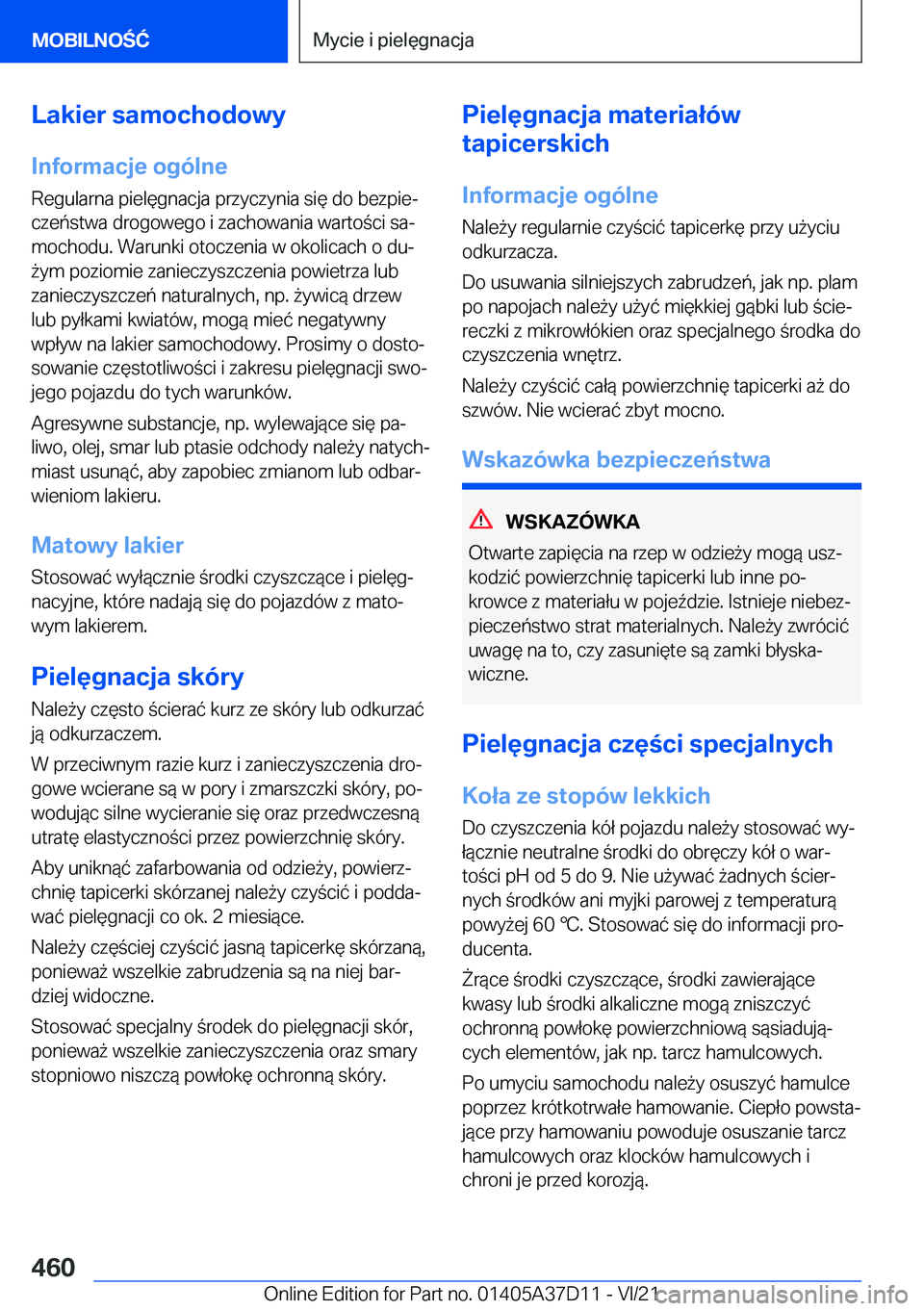 BMW X5 2022  Instrukcja obsługi (in Polish) �L�a�k�i�e�r��s�a�m�o�c�h�o�d�o�w�y�I�n�f�o�r�m�a�c�j�e��o�g�