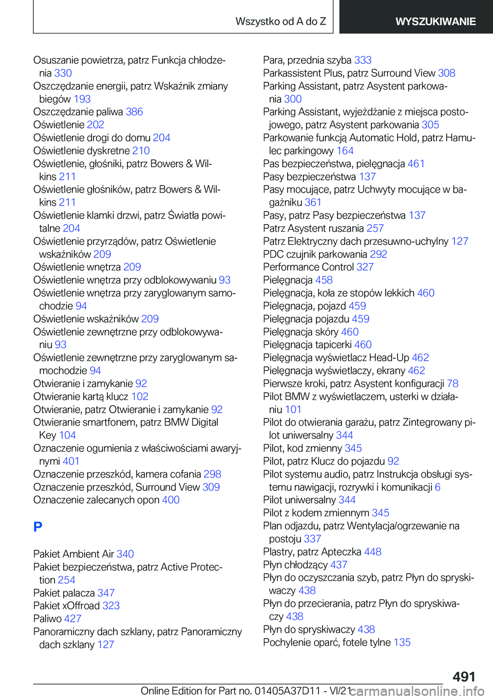 BMW X5 2022  Instrukcja obsługi (in Polish) �O�s�u�s�z�a�n�i�e��p�o�w�i�e�t�r�z�a�,��p�a�t�r�z��F�u�n�k�c�j�a��c�h�ł�o�d�z�ej�n�i�a� �3�3�0 �
�O�s�z�c�z�
