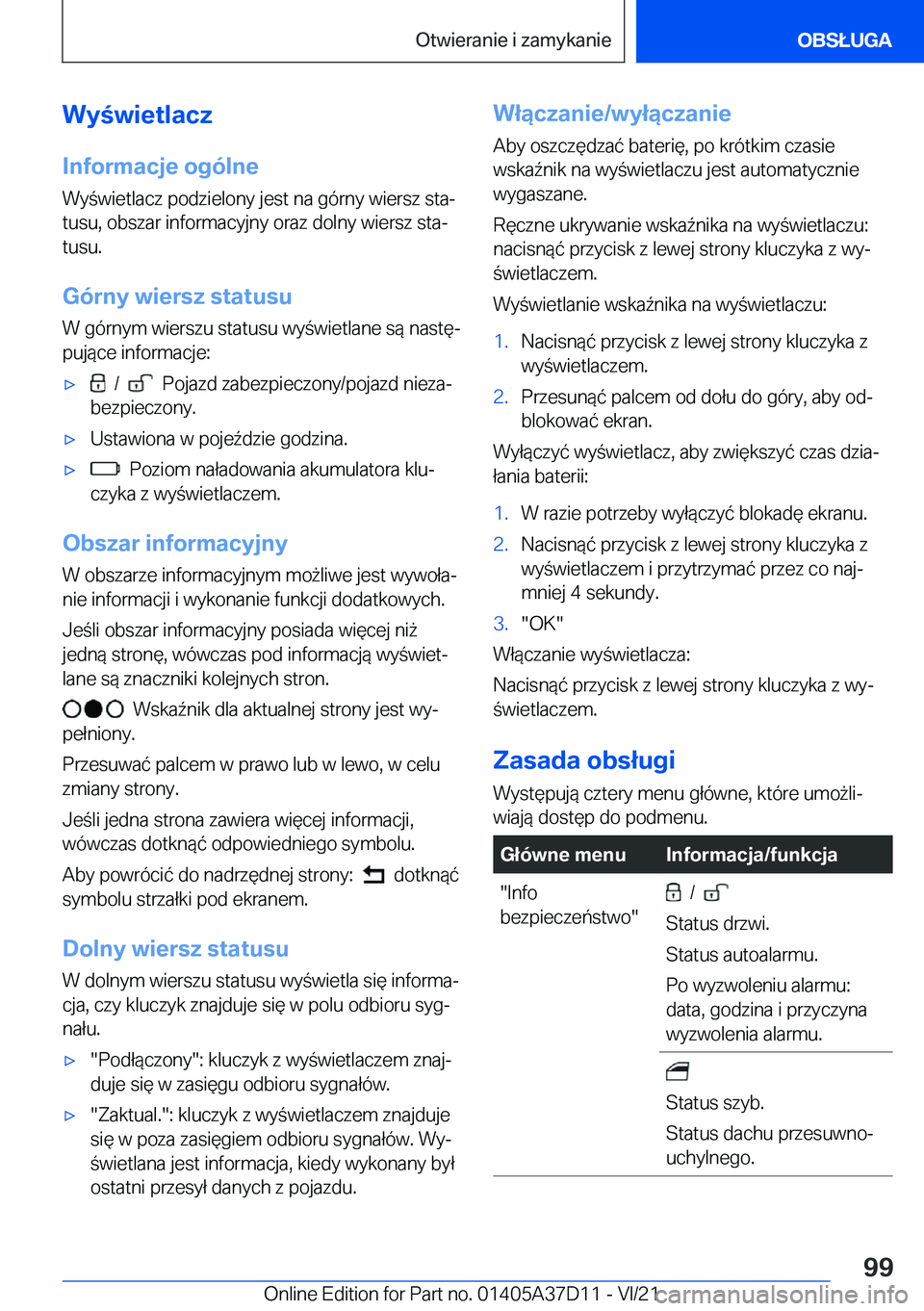 BMW X5 2022  Instrukcja obsługi (in Polish) �W�y�w�i�e�t�l�a�c�z
�I�n�f�o�r�m�a�c�j�e��o�g�
