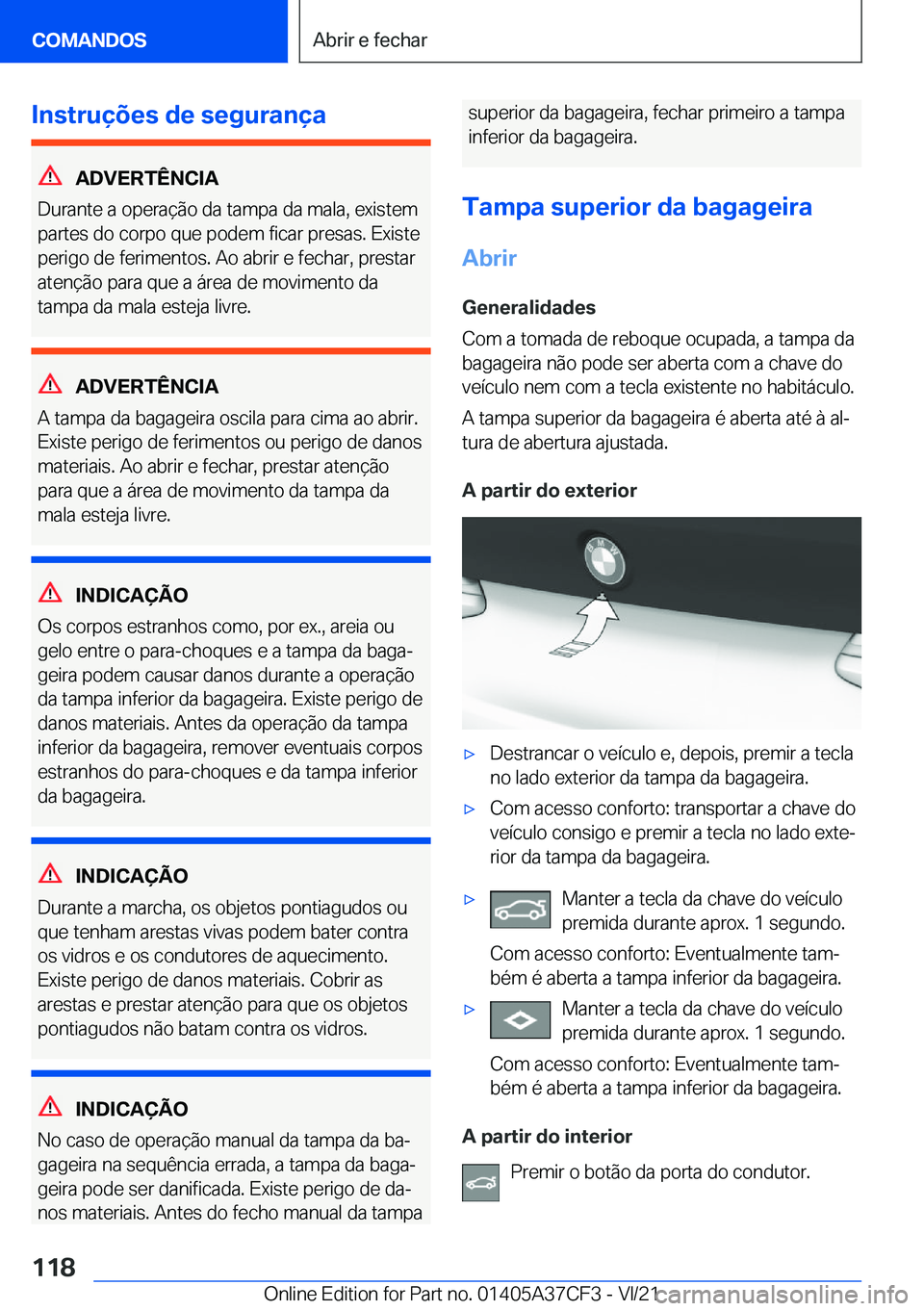 BMW X5 2022  Manual do condutor (in Portuguese) �I�n�s�t�r�u�