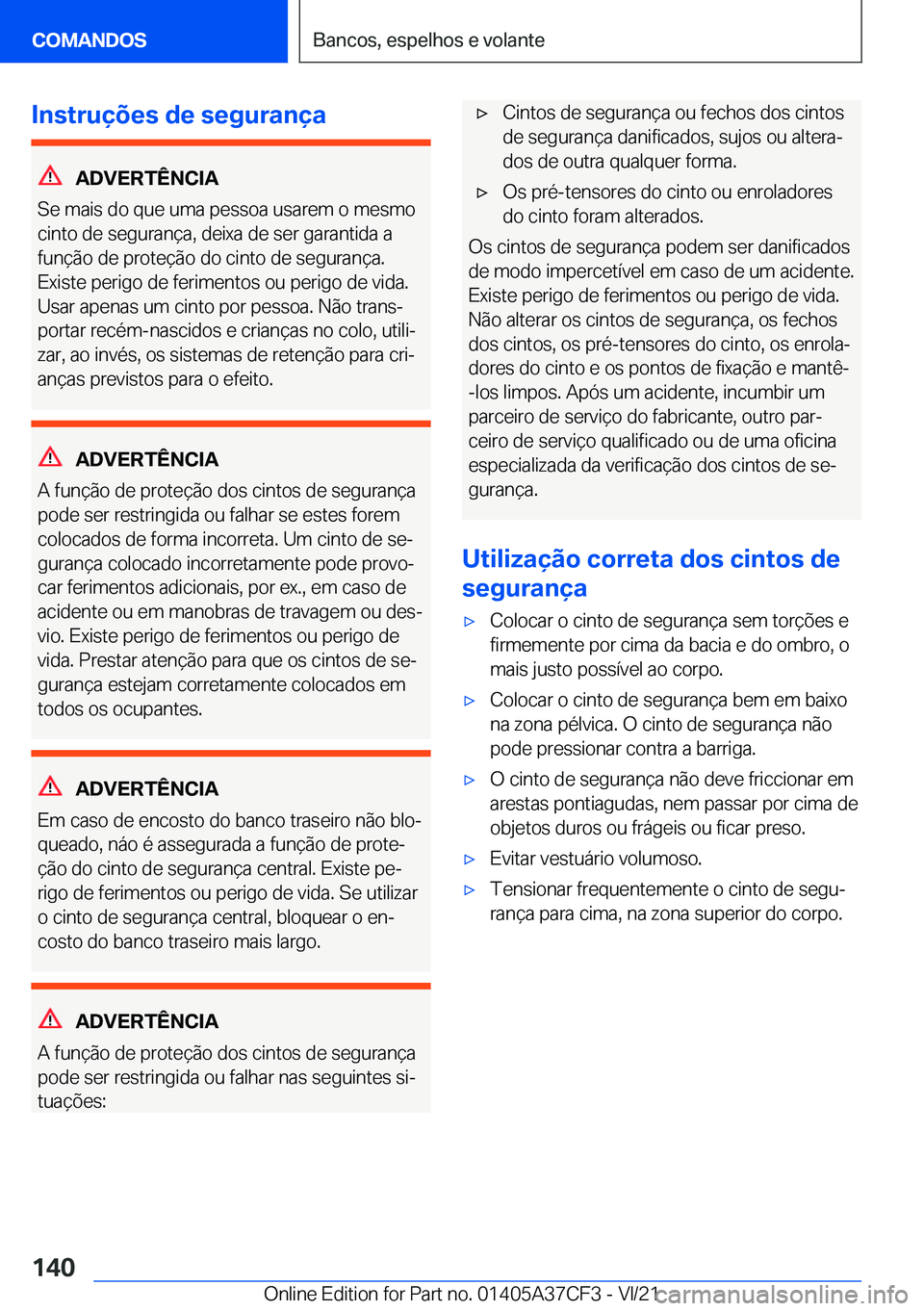 BMW X5 2022  Manual do condutor (in Portuguese) �I�n�s�t�r�u�