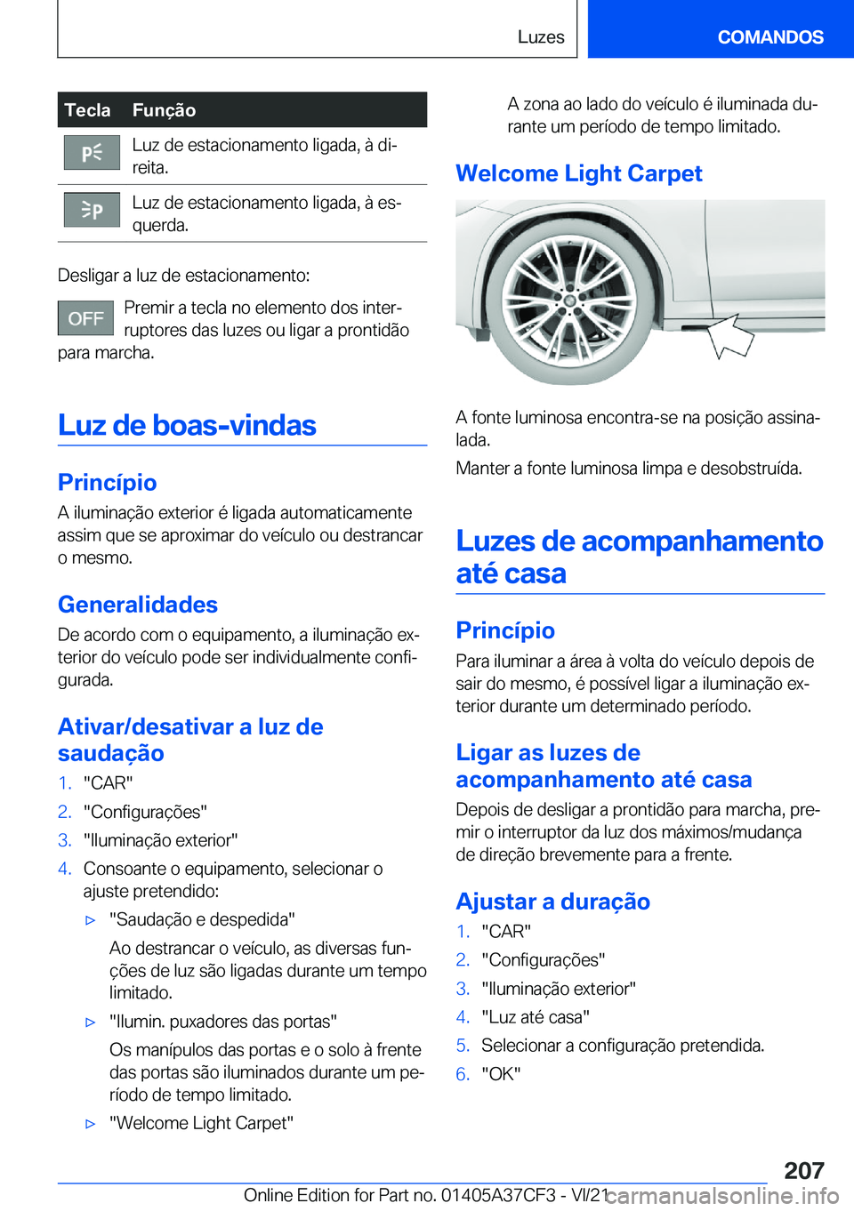 BMW X5 2022  Manual do condutor (in Portuguese) �T�e�c�l�a�F�u�n�