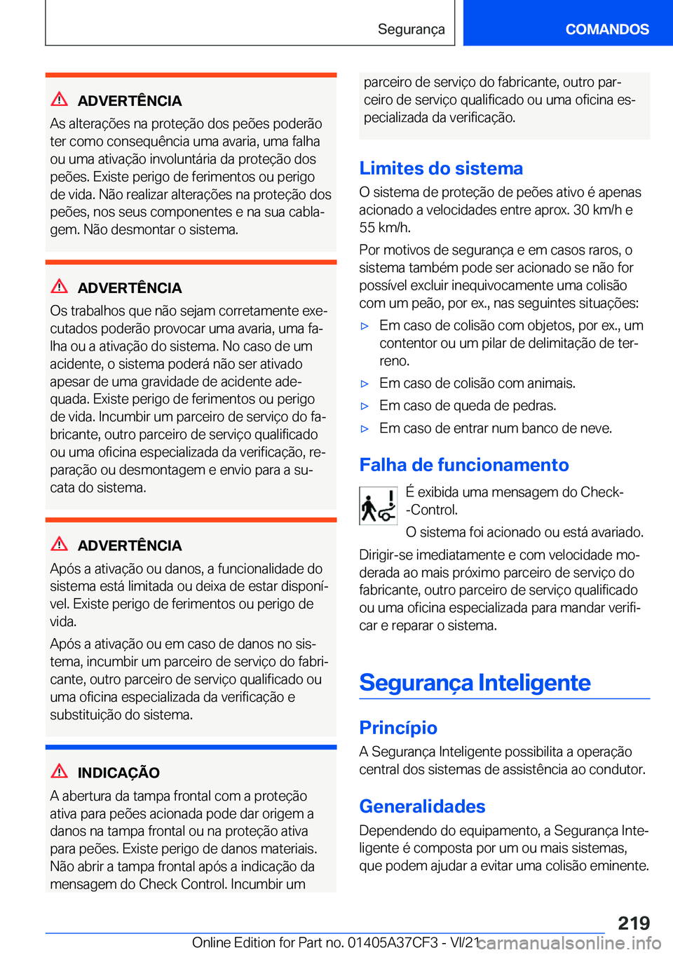 BMW X5 2022  Manual do condutor (in Portuguese) �A�D�V�E�R�T�