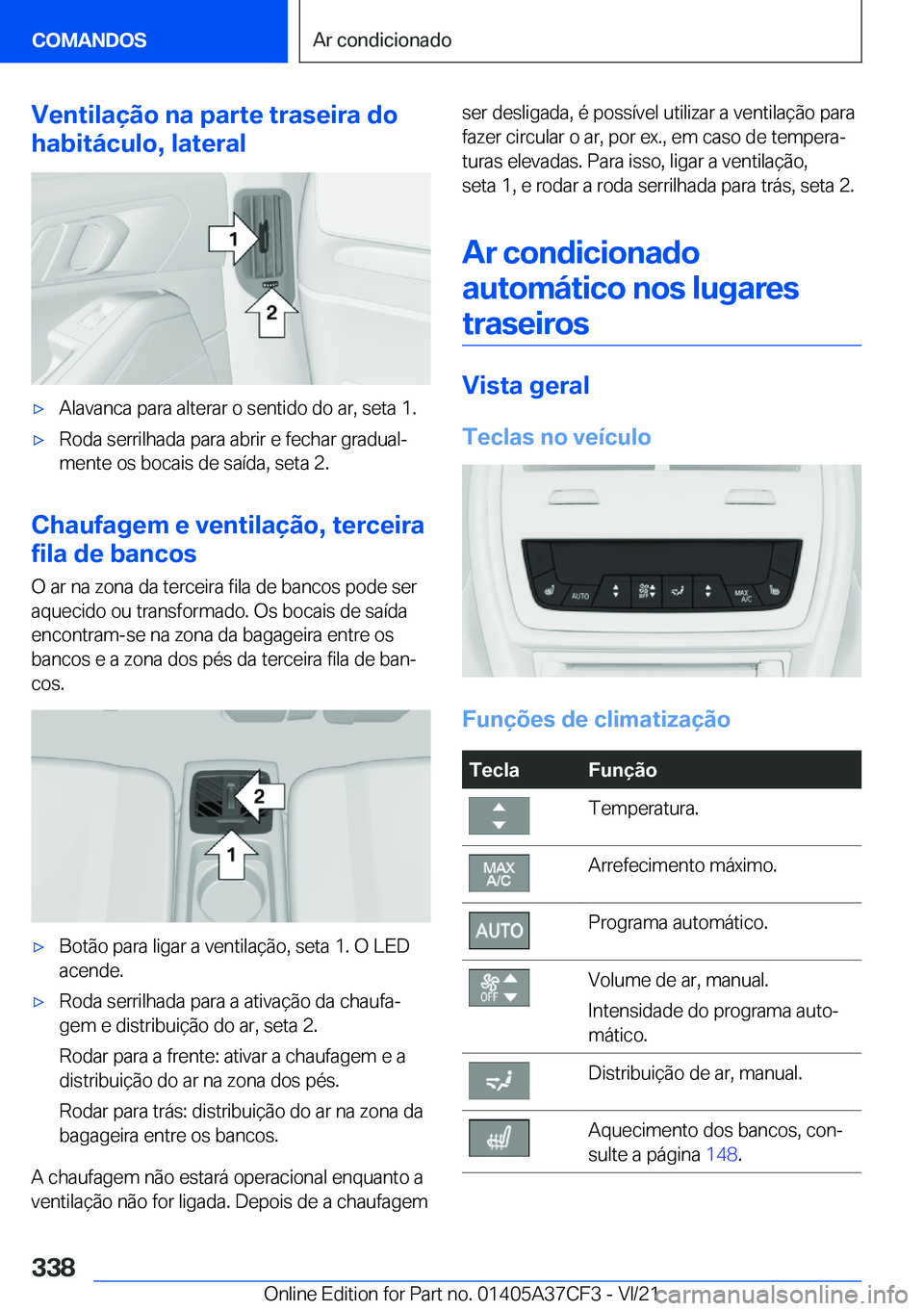 BMW X5 2022  Manual do condutor (in Portuguese) �V�e�n�t�i�l�a�