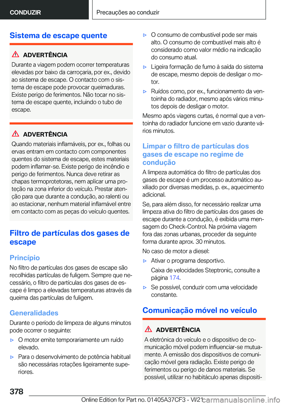 BMW X5 2022  Manual do condutor (in Portuguese) �S�i�s�t�e�m�a��d�e��e�s�c�a�p�e��q�u�e�n�t�e
�A�D�V�E�R�T�