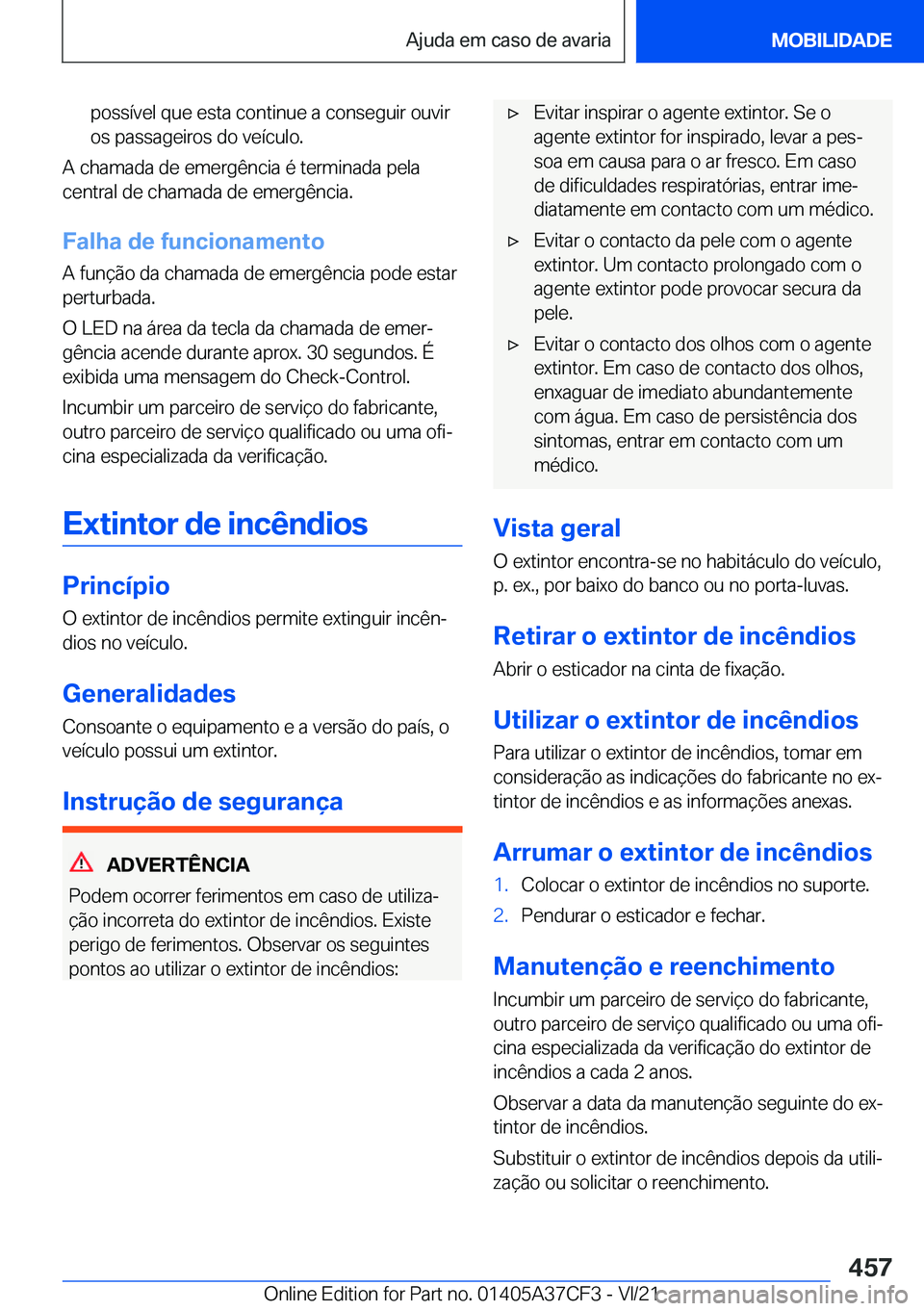 BMW X5 2022  Manual do condutor (in Portuguese) �p�o�s�s�