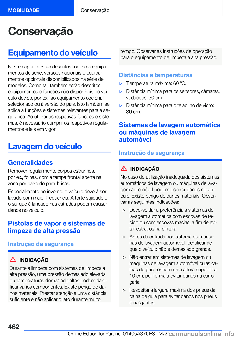 BMW X5 2022  Manual do condutor (in Portuguese) �C�o�n�s�e�r�v�a�