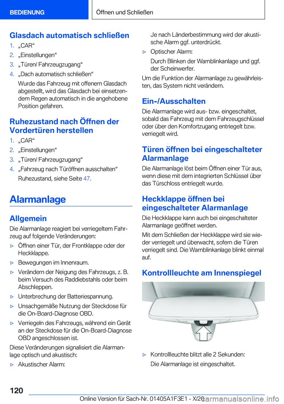 BMW X5 2021  Betriebsanleitungen (in German) �G�l�a�s�d�a�c�h��a�u�t�o�m�a�t�i�s�c�h��s�c�h�l�i�e�