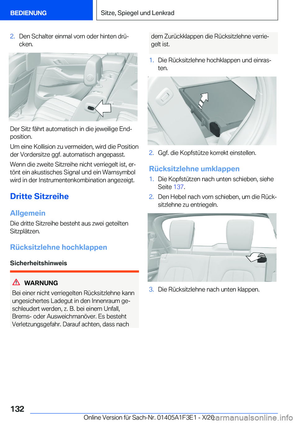 BMW X5 2021  Betriebsanleitungen (in German) �2�.�D�e�n��S�c�h�a�l�t�e�r��e�i�n�m�a�l��v�o�r�n��o�d�e�r��h�i�n�t�e�n��d�r�