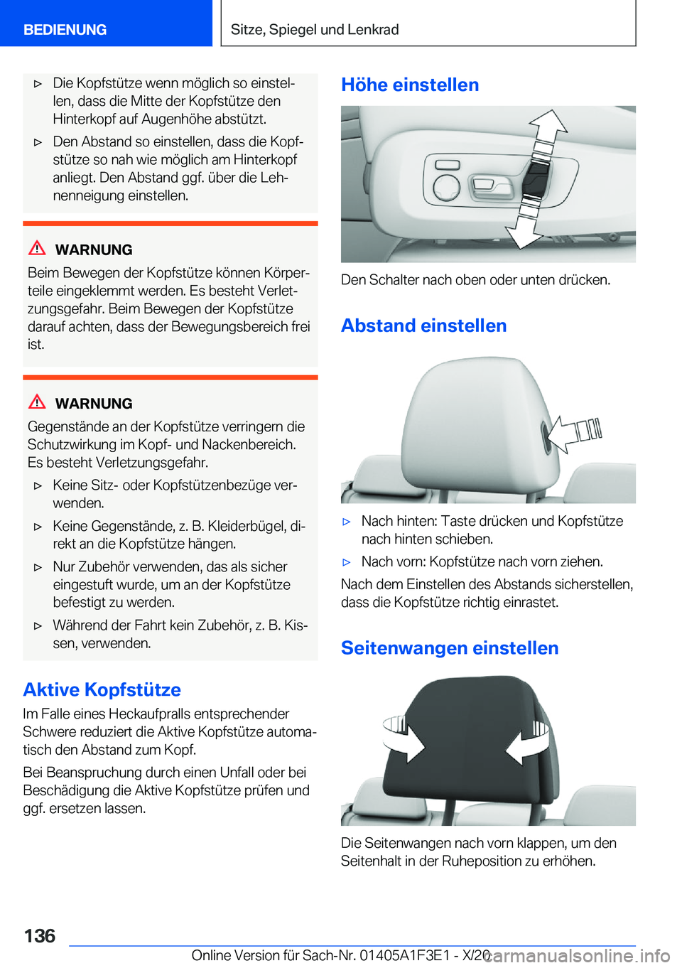 BMW X5 2021  Betriebsanleitungen (in German) x�D�i�e��K�o�p�f�s�t�