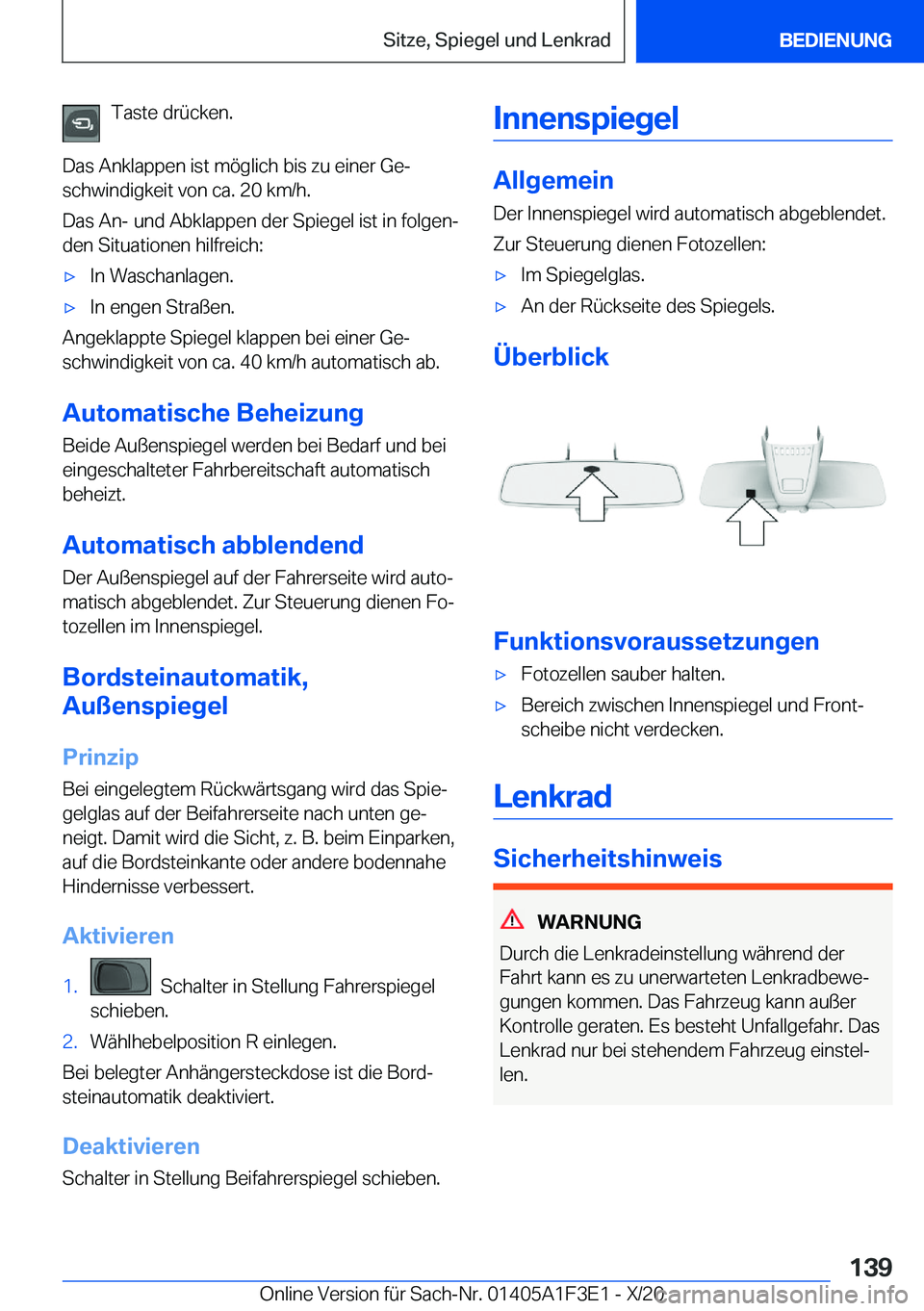BMW X5 2021  Betriebsanleitungen (in German) �T�a�s�t�e��d�r�