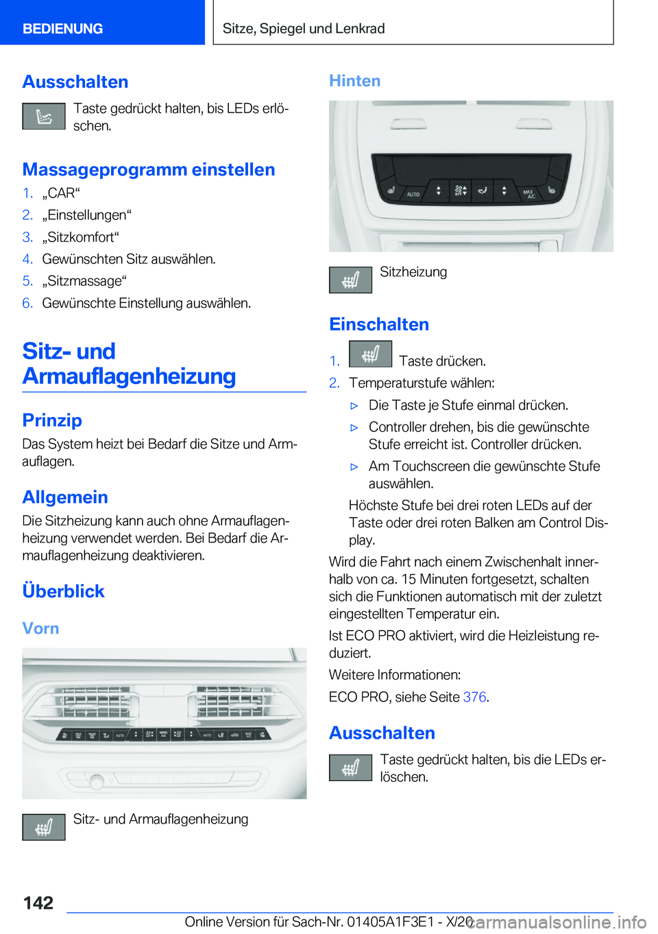 BMW X5 2021  Betriebsanleitungen (in German) �A�u�s�s�c�h�a�l�t�e�n�T�a�s�t�e��g�e�d�r�