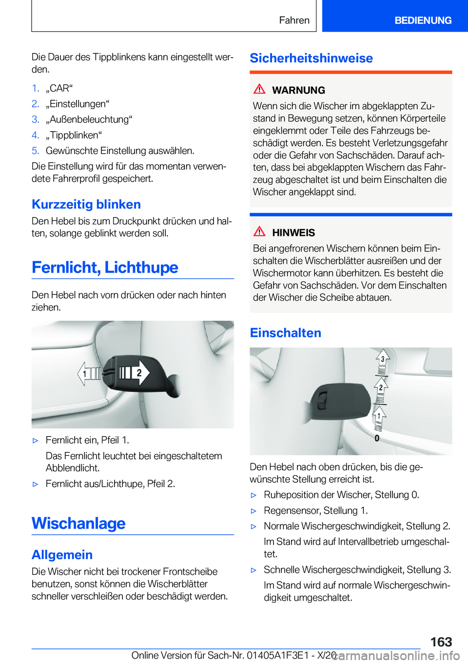 BMW X5 2021  Betriebsanleitungen (in German) �D�i�e��D�a�u�e�r��d�e�s��T�i�p�p�b�l�i�n�k�e�n�s��k�a�n�n��e�i�n�g�e�s�t�e�l�l�t��w�e�rj
�d�e�n�.�1�.x�C�A�Rv�2�.x�E�i�n�s�t�e�l�l�u�n�g�e�nv�3�.x�A�u�