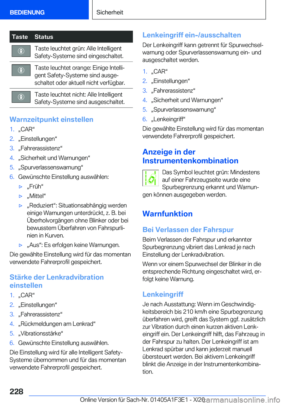 BMW X5 2021  Betriebsanleitungen (in German) �T�a�s�t�e�S�t�a�t�u�s�T�a�s�t�e��l�e�u�c�h�t�e�t��g�r�