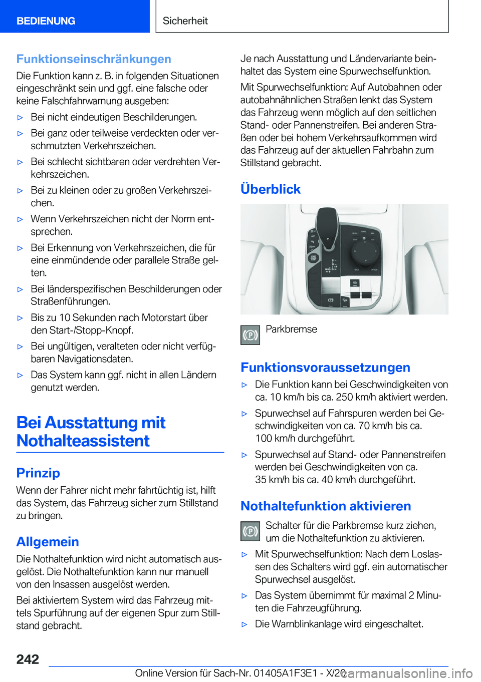 BMW X5 2021  Betriebsanleitungen (in German) �F�u�n�k�t�i�o�n�s�e�i�n�s�c�h�r�