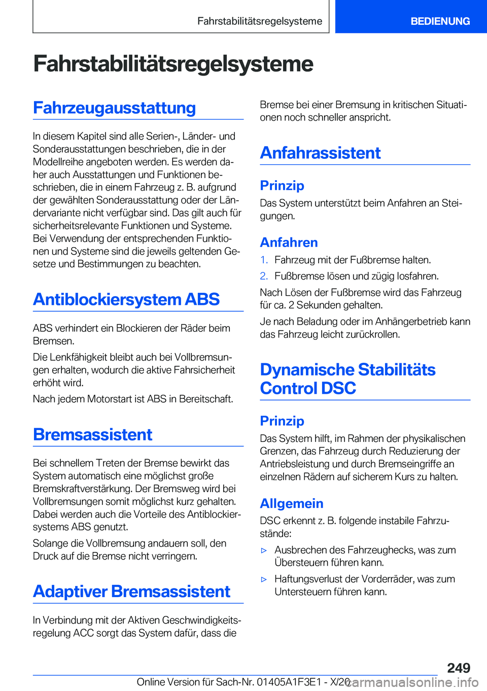 BMW X5 2021  Betriebsanleitungen (in German) �F�a�h�r�s�t�a�b�i�l�i�t�