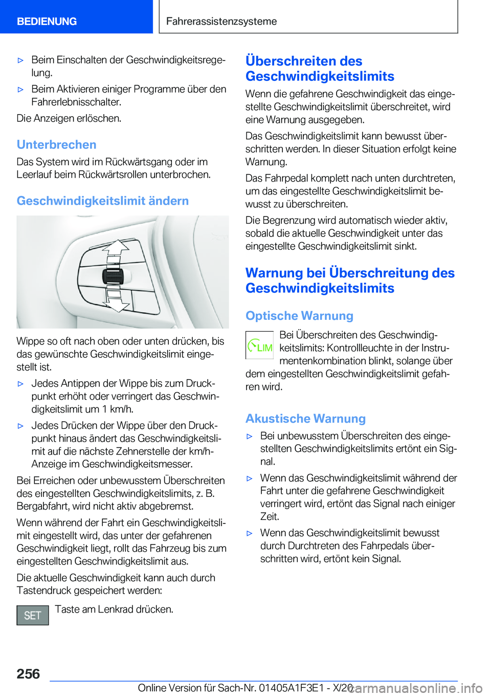 BMW X5 2021  Betriebsanleitungen (in German) x�B�e�i�m��E�i�n�s�c�h�a�l�t�e�n��d�e�r��G�e�s�c�h�w�i�n�d�i�g�k�e�i�t�s�r�e�g�ej�l�u�n�g�.x�B�e�i�m��A�k�t�i�v�i�e�r�e�n��e�i�n�i�g�e�r��P�r�o�g�r�a�m�m�e��