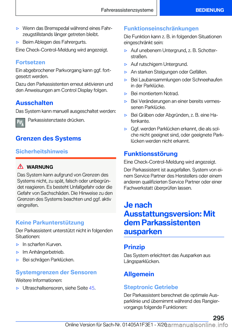 BMW X5 2021  Betriebsanleitungen (in German) x�W�e�n�n��d�a�s��B�r�e�m�s�p�e�d�a�l��w�