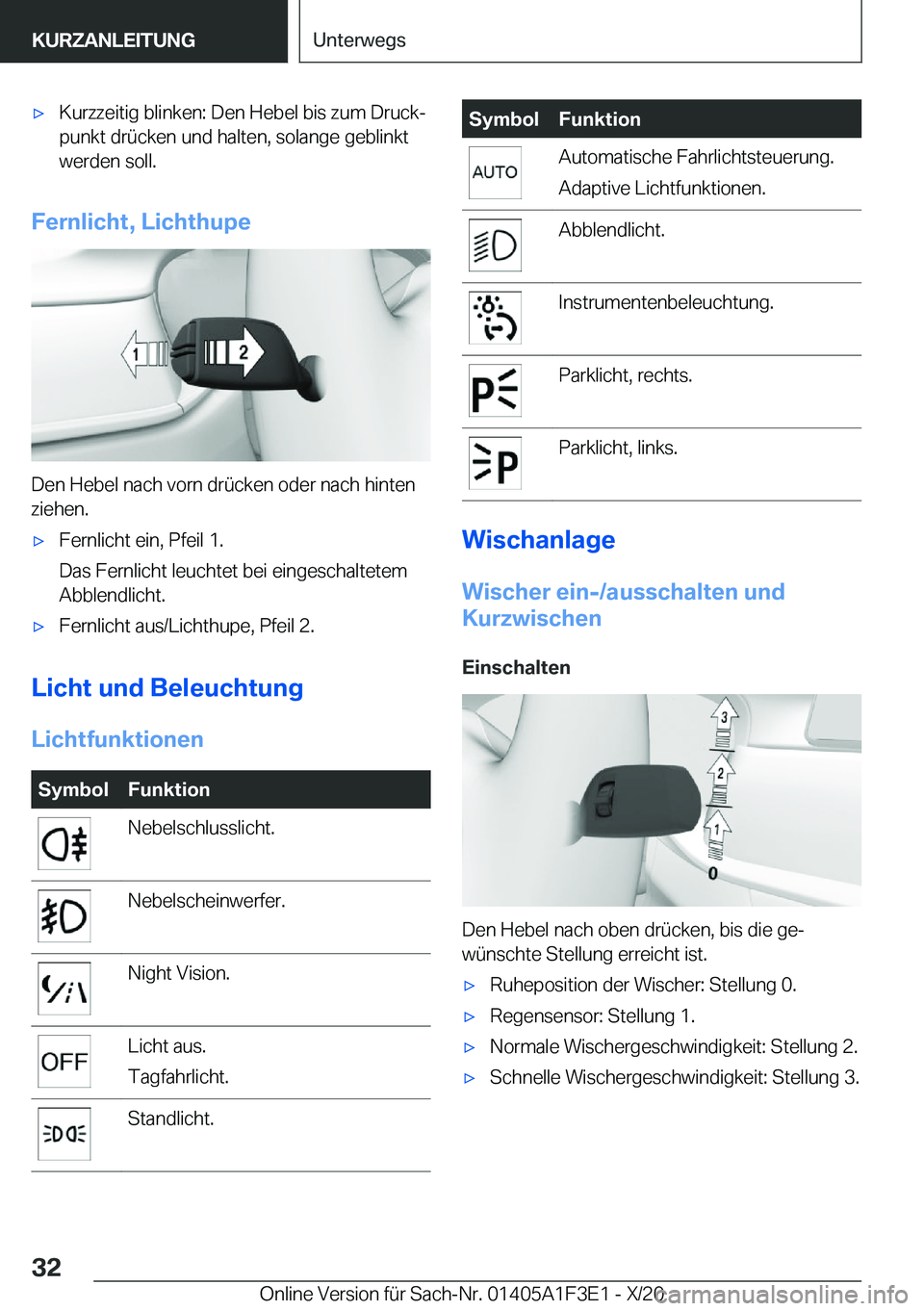 BMW X5 2021  Betriebsanleitungen (in German) x�K�u�r�z�z�e�i�t�i�g��b�l�i�n�k�e�n�:��D�e�n��H�e�b�e�l��b�i�s��z�u�m��D�r�u�c�kj
�p�u�n�k�t��d�r�