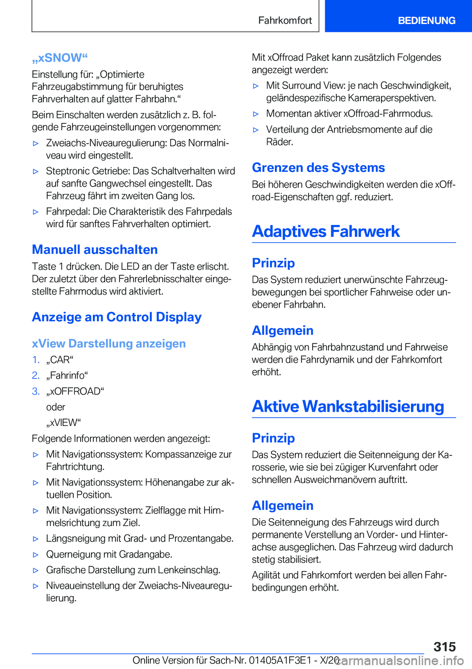 BMW X5 2021  Betriebsanleitungen (in German) x�x�S�N�O�Wv
�E�i�n�s�t�e�l�l�u�n�g��f�