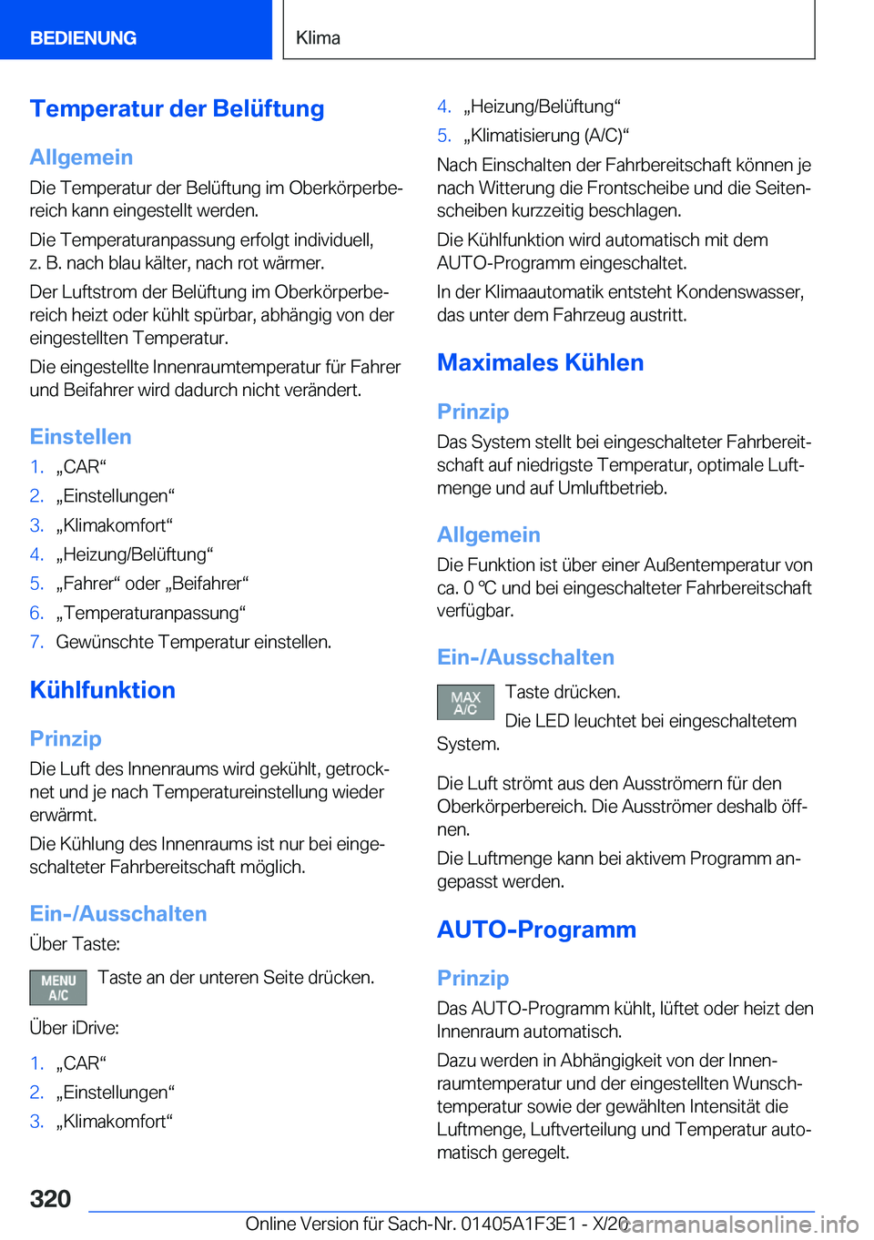 BMW X5 2021  Betriebsanleitungen (in German) �T�e�m�p�e�r�a�t�u�r��d�e�r��B�e�l�