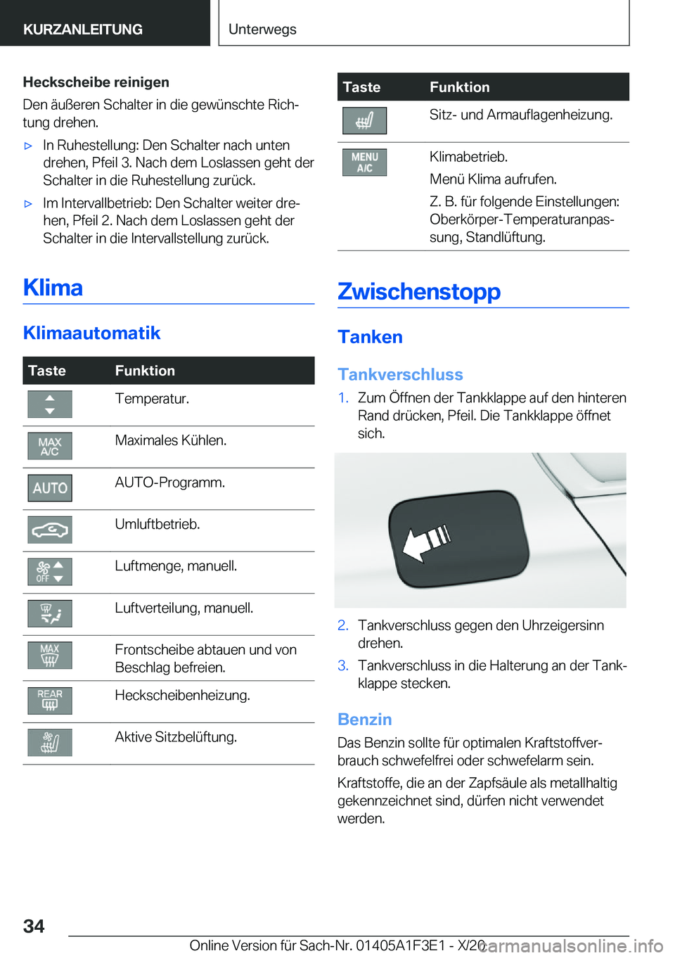 BMW X5 2021  Betriebsanleitungen (in German) �H�e�c�k�s�c�h�e�i�b�e��r�e�i�n�i�g�e�n
�D�e�n��