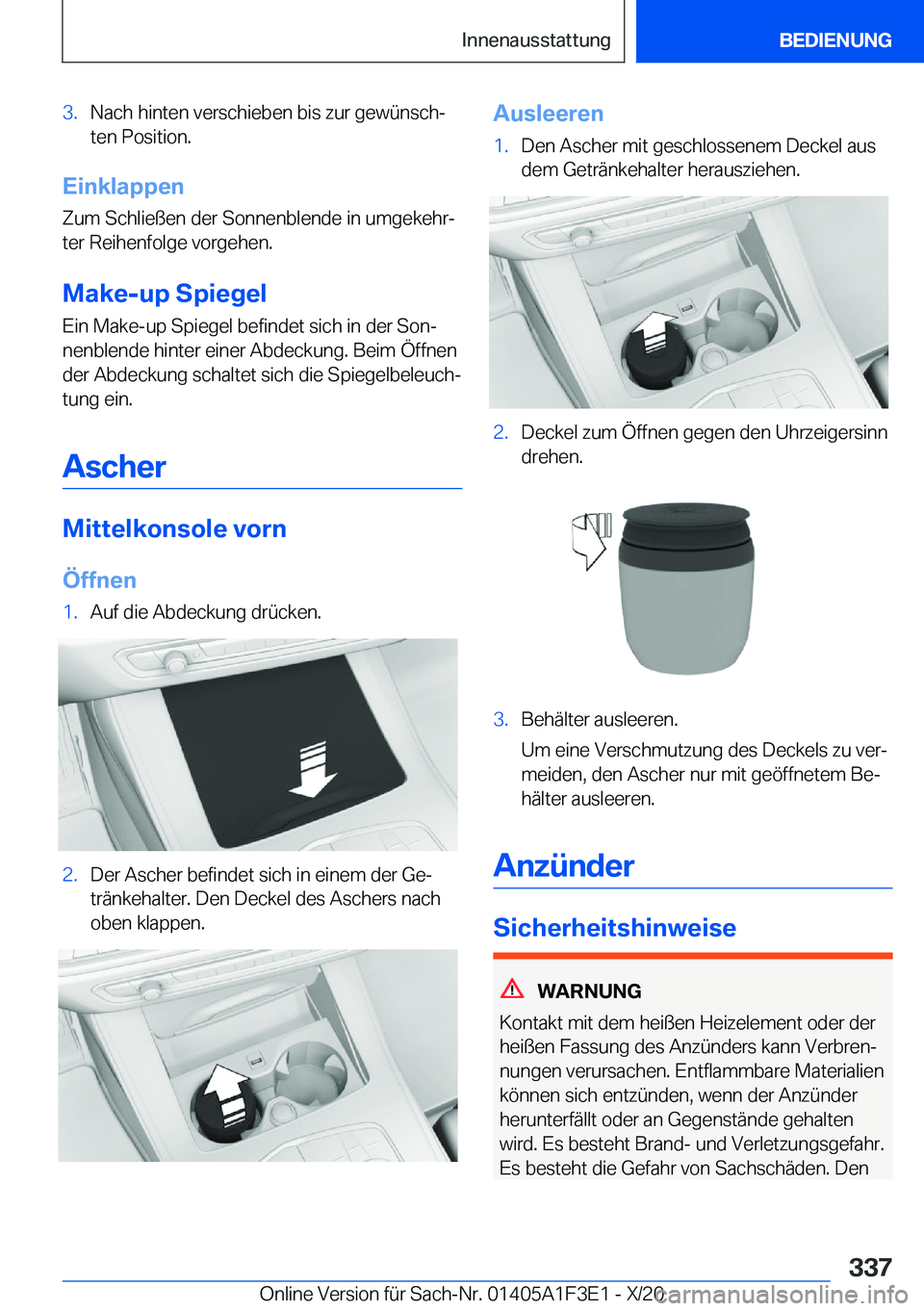 BMW X5 2021  Betriebsanleitungen (in German) �3�.�N�a�c�h��h�i�n�t�e�n��v�e�r�s�c�h�i�e�b�e�n��b�i�s��z�u�r��g�e�w�