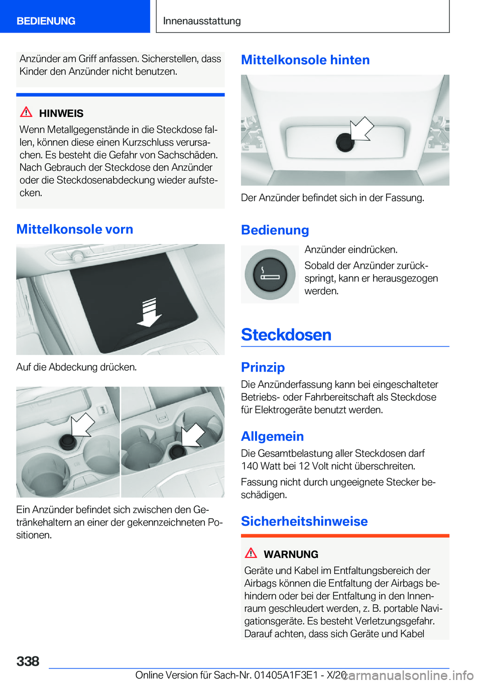 BMW X5 2021  Betriebsanleitungen (in German) �A�n�z�