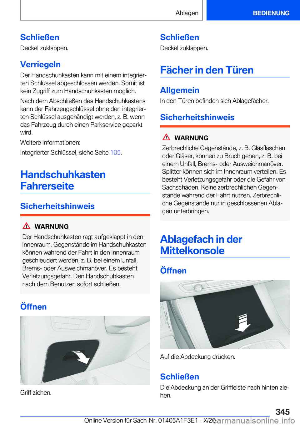 BMW X5 2021  Betriebsanleitungen (in German) �S�c�h�l�i�e�