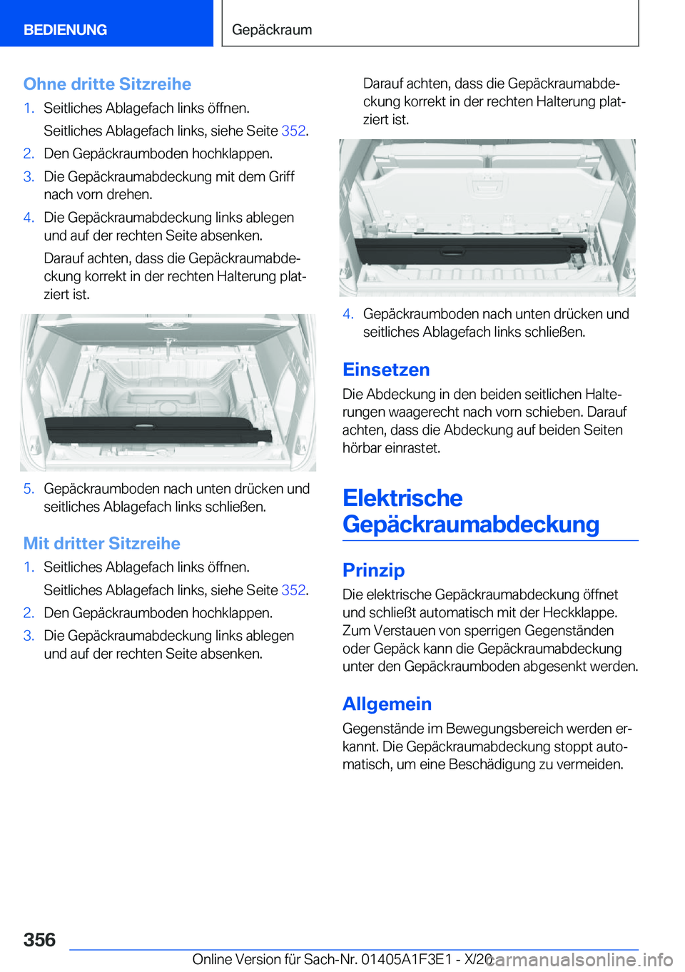 BMW X5 2021  Betriebsanleitungen (in German) �O�h�n�e��d�r�i�t�t�e��S�i�t�z�r�e�i�h�e�1�.�S�e�i�t�l�i�c�h�e�s��A�b�l�a�g�e�f�a�c�h��l�i�n�k�s��