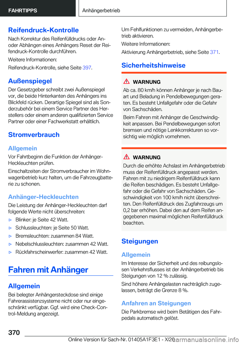BMW X5 2021  Betriebsanleitungen (in German) �R�e�i�f�e�n�d�r�u�c�k�-�K�o�n�t�r�o�l�l�e
�N�a�c�h��K�o�r�r�e�k�t�u�r��d�e�s��R�e�i�f�e�n�f�