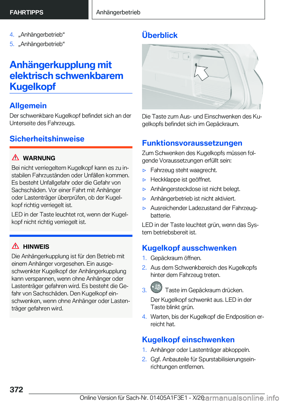 BMW X5 2021  Betriebsanleitungen (in German) �4�.x�A�n�h�
