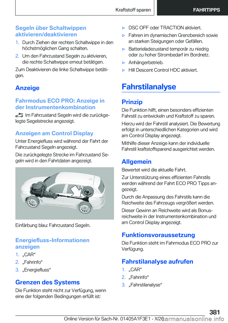 BMW X5 2021  Betriebsanleitungen (in German) �S�e�g�e�l�n��