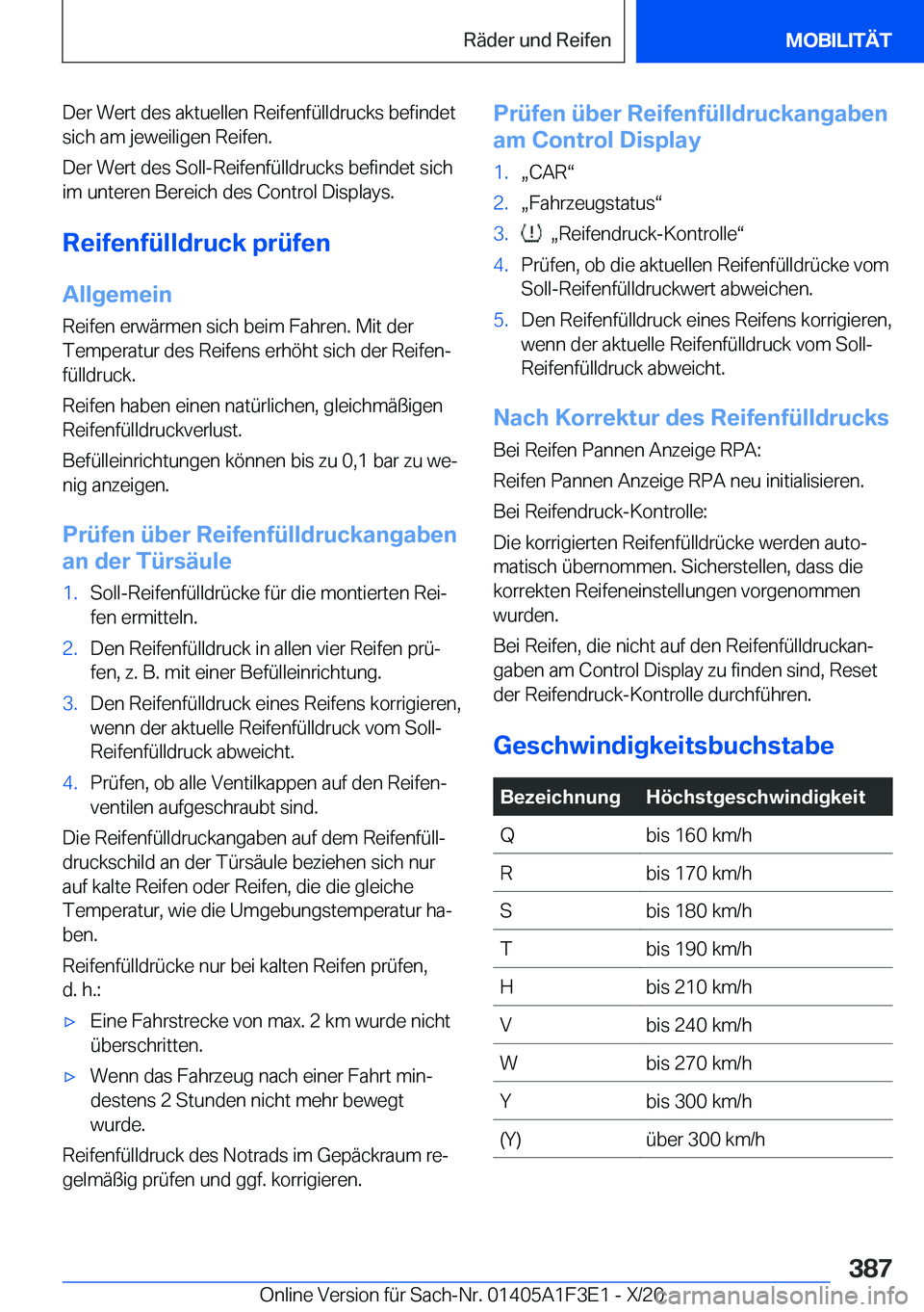 BMW X5 2021  Betriebsanleitungen (in German) �D�e�r��W�e�r�t��d�e�s��a�k�t�u�e�l�l�e�n��R�e�i�f�e�n�f�
