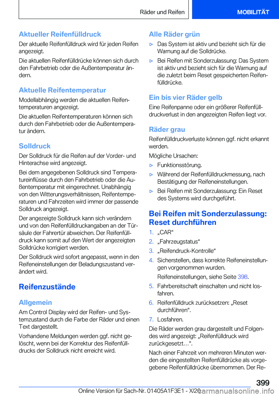 BMW X5 2021  Betriebsanleitungen (in German) �A�k�t�u�e�l�l�e�r��R�e�i�f�e�n�f�