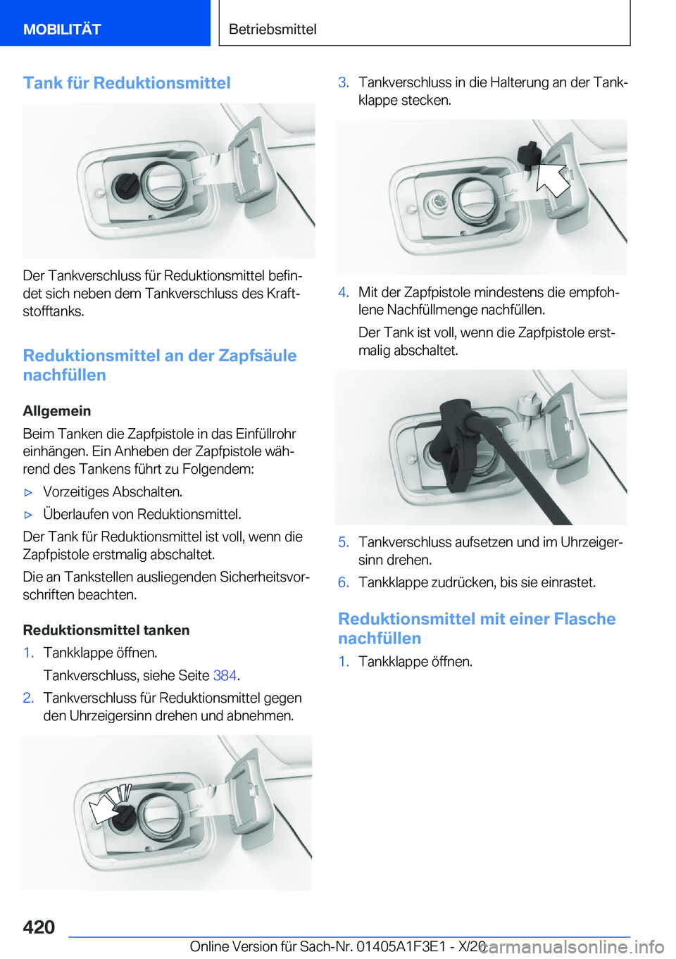 BMW X5 2021  Betriebsanleitungen (in German) �T�a�n�k��f�