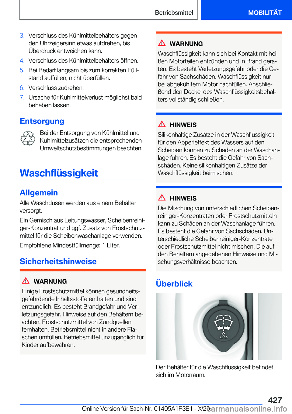 BMW X5 2021  Betriebsanleitungen (in German) �3�.�V�e�r�s�c�h�l�u�s�s��d�e�s��K�