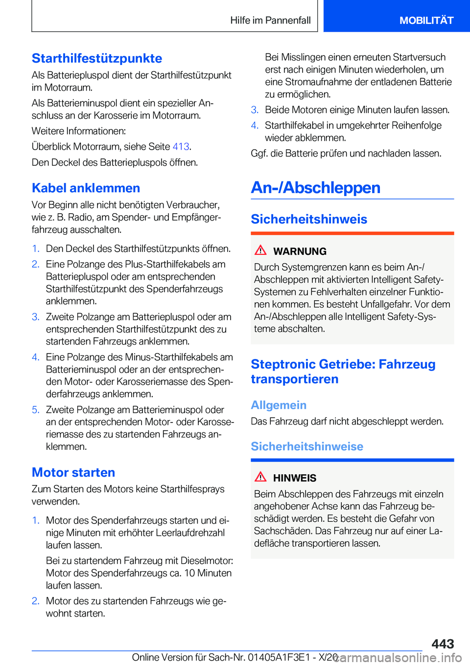 BMW X5 2021  Betriebsanleitungen (in German) �S�t�a�r�t�h�i�l�f�e�s�t�