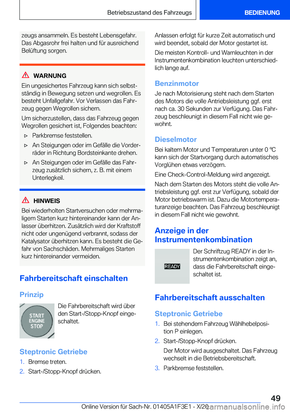 BMW X5 2021  Betriebsanleitungen (in German) �z�e�u�g�s��a�n�s�a�m�m�e�l�n�.��E�s��b�e�s�t�e�h�t��L�e�b�e�n�s�g�e�f�a�h�r�.
�D�a�s��A�b�g�a�s�r�o�h�r��f�r�e�i��h�a�l�t�e�n��u�n�d��f�