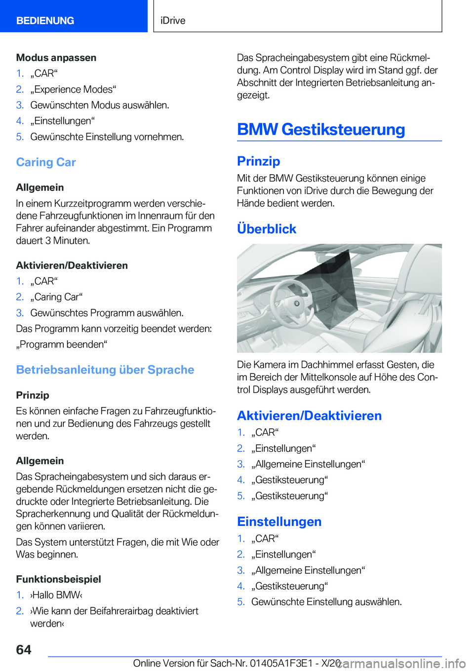 BMW X5 2021  Betriebsanleitungen (in German) �M�o�d�u�s��a�n�p�a�s�s�e�n�1�.x�C�A�Rv�2�.x�E�x�p�e�r�i�e�n�c�e��M�o�d�e�sv�3�.�G�e�w�