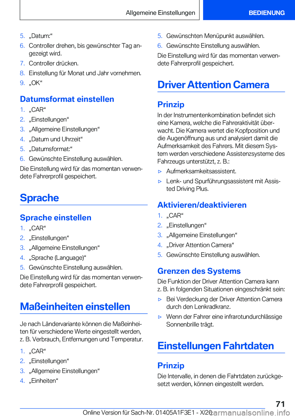 BMW X5 2021  Betriebsanleitungen (in German) �5�.x�D�a�t�u�m�:v�6�.�C�o�n�t�r�o�l�l�e�r��d�r�e�h�e�n�,��b�i�s��g�e�w�