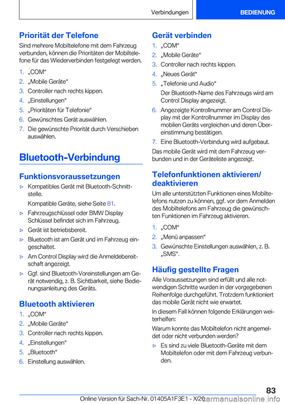 BMW X5 2021  Betriebsanleitungen (in German) �P�r�i�o�r�i�t�