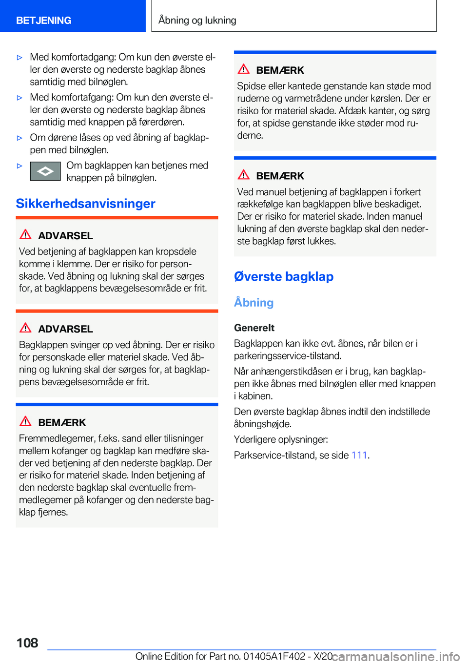 BMW X5 2021  InstruktionsbØger (in Danish) 'x�M�e�d��k�o�m�f�o�r�t�a�d�g�a�n�g�:��O�m��k�u�n��d�e�n��
